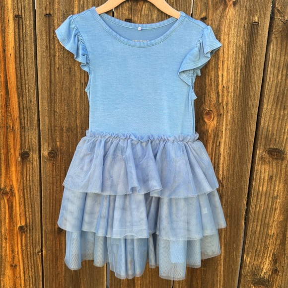Posh Peanut Western Blue Ruffled Cap Sleeve Tulle Dress - Picture 5 of 9